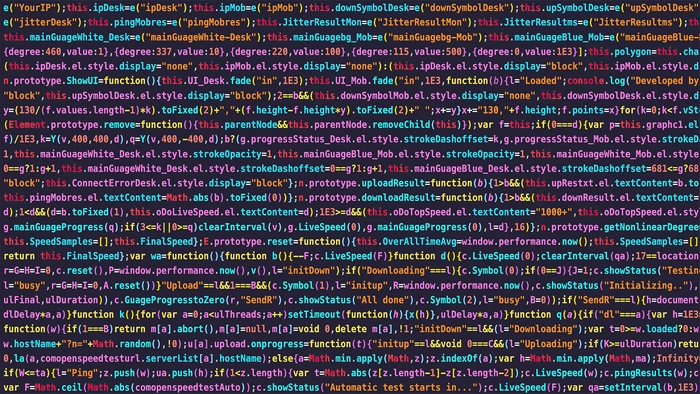 Computer code on a screen