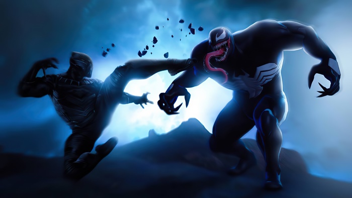Black Panther vs. Venom artwork 4K