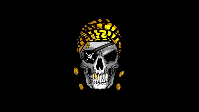 Pirate Skull with Gold Teeth and Bandana 4K