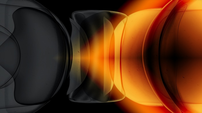 Abstract digital art with dark and orange elements