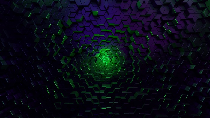 Razer logo on abstract hexagonal background 4K