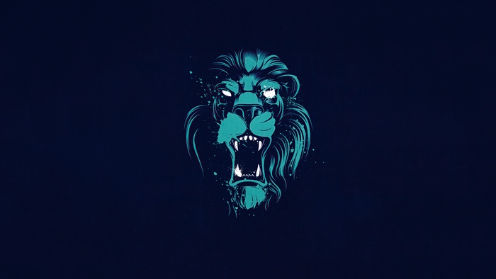 Digital artwork of a roaring lion head