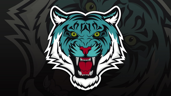 Digital art of a teal tiger head