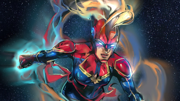 Captain Marvel artwork in space