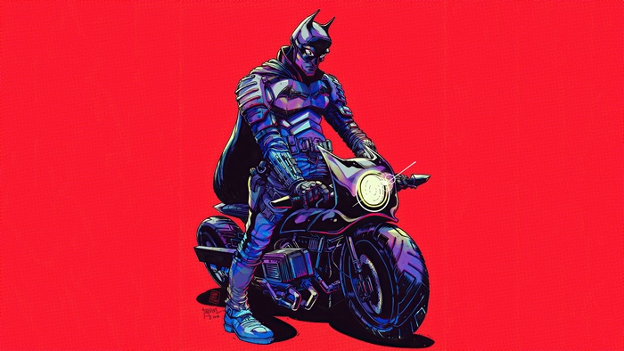 Batman on a motorcycle artwork