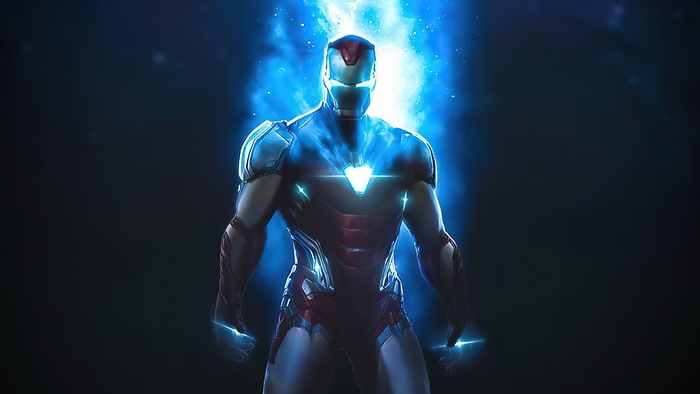 Iron Man in blue energy 4K