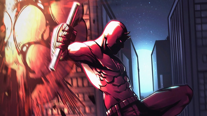 Daredevil in a city at night