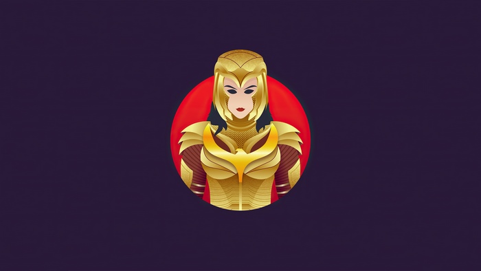 Wonder Woman in golden armor, minimalist artwork 4K