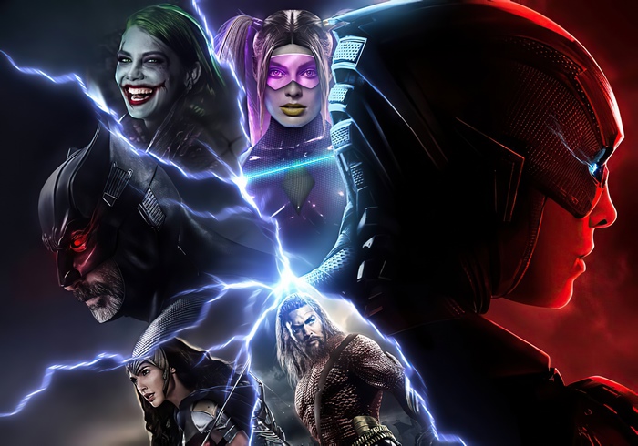 Flash, Batman, Wonder Woman, Joker, Harley Quinn, Aquaman Artwork 4K