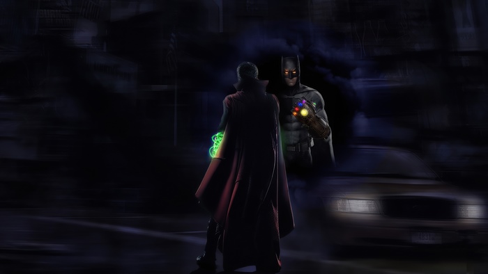 Batman with Infinity Gauntlet vs. Doctor Strange