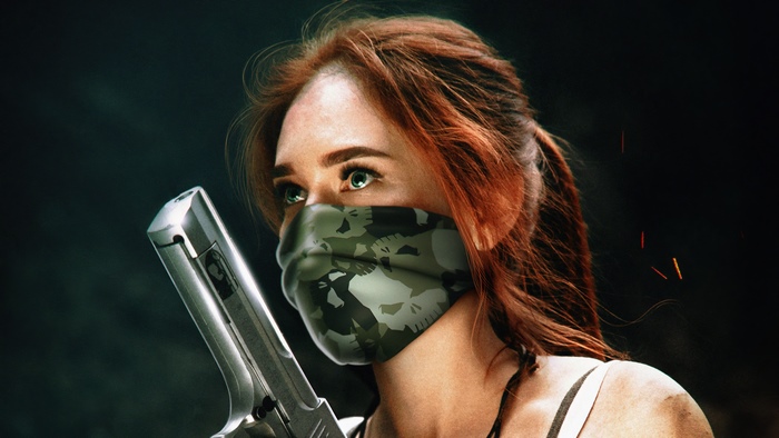 Lara Croft from Tomb Raider with gun
