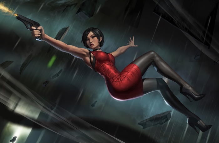 Ada Wong from Resident Evil 2 in action