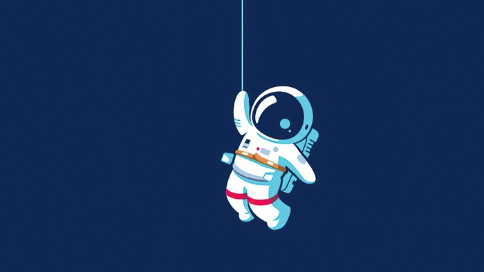 Cute Astronaut Hanging from a String