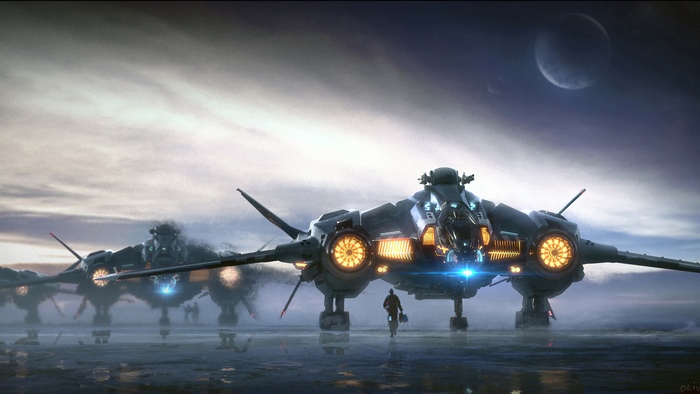 Star Citizen spaceships on alien planet 4K