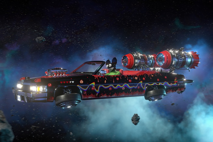 Deadmau5 in a custom car in space