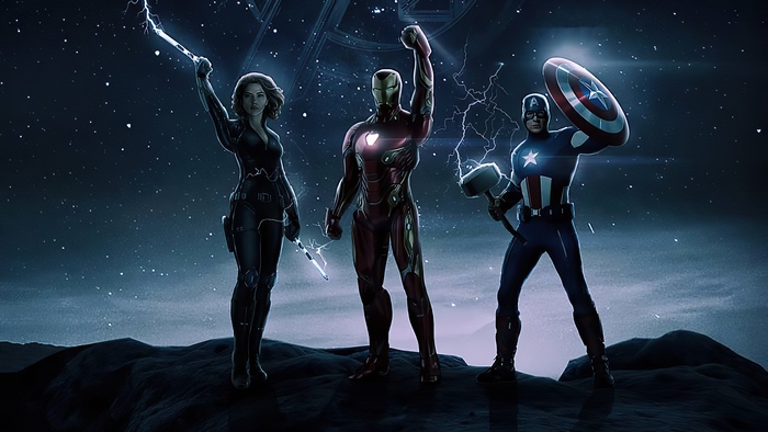 Iron Man, Captain America, and Black Widow Artwork 4K