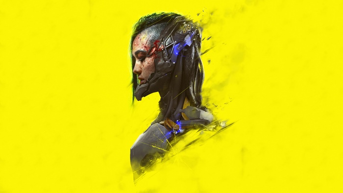 Artwork of a cyberpunk woman with cybernetic implants