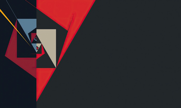 Abstract geometric artwork with red and black shapes