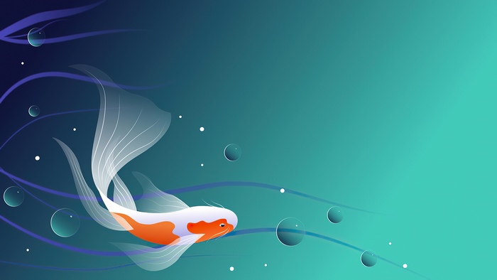 Minimalist Digital Artwork of a Colorful Koi Fish