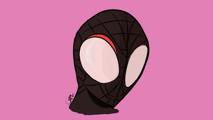 Miles Morales Spider-Man Mask Minimalist Art