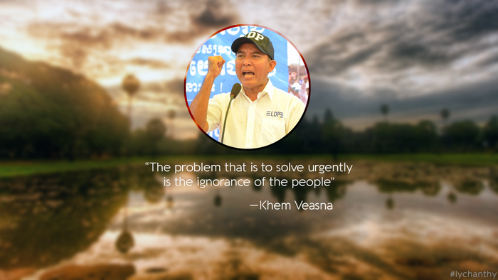 Khem Veasna speaking at a rally