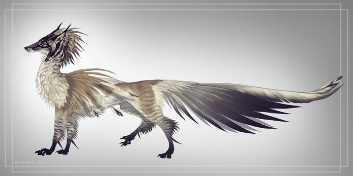 Fantasy creature with feathers and wings