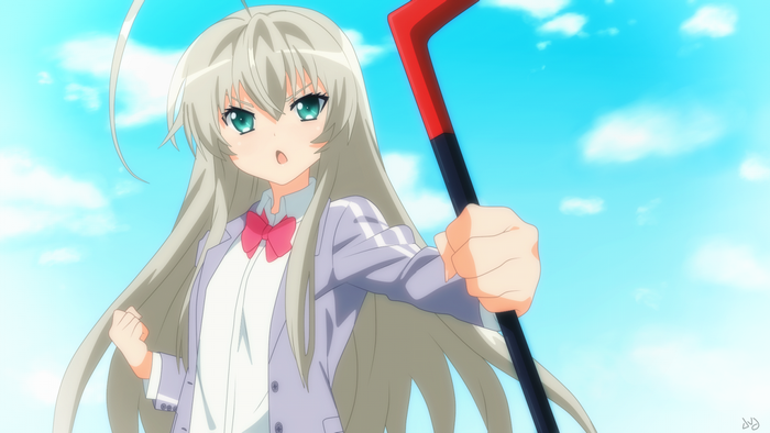 Nyaruko from Haiyore! Nyaruko-san holding a weapon