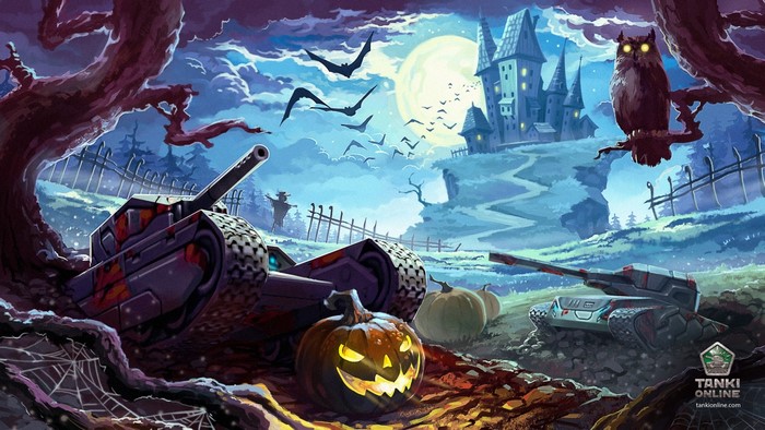 Halloween scene with tanks from Tanki Online