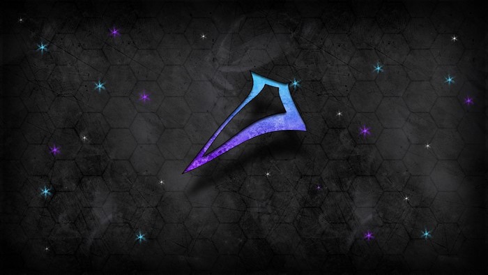 Abstract logo with stars on a dark hexagonal background