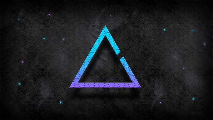 Minimalist Triangle with Hexagonal Pattern and Stars
