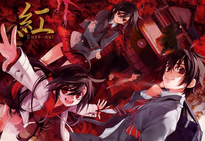 Kure-Nai anime characters in red and black