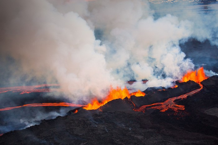 landscape, nature, fire, volcano, eruption, lava, wildfire, geological ...