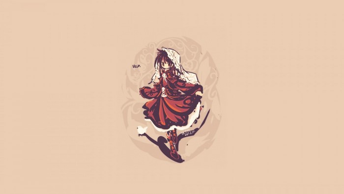 Anime girl in red dress with white hood