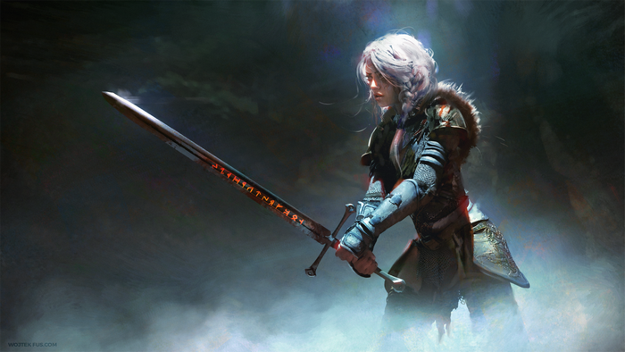 Cirilla in Armor Holding Sword The Witcher