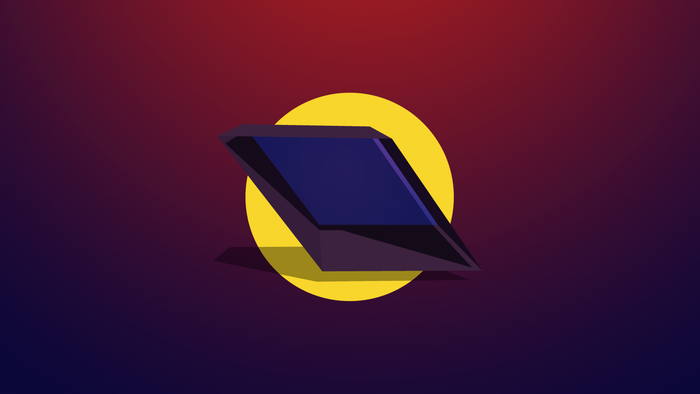 Abstract geometric shape with yellow circle and gradient background