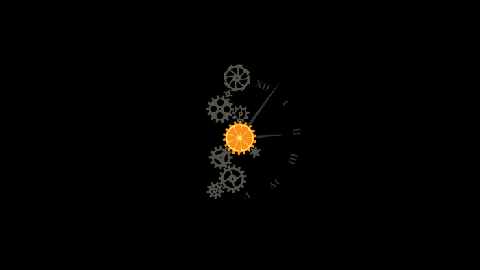 Clockwork orange with gears and Roman numerals