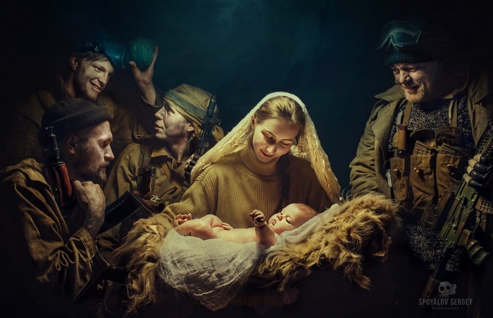 Apocalyptic Nativity Scene with Soldiers