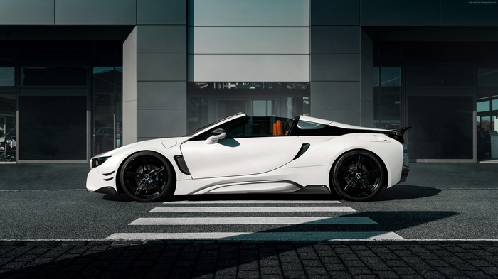 White BMW i8 Roadster AC Schnitzer 4K