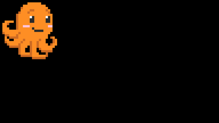 Pixel art orange octopus with blush marks