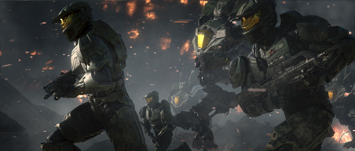 Spartans from Halo Wars in battle
