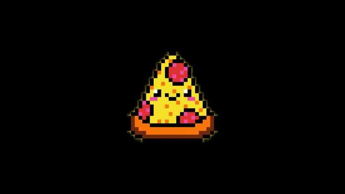 Pixel art slice of pizza with a face