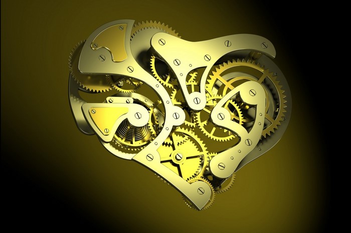 Steampunk clockwork heart illustration