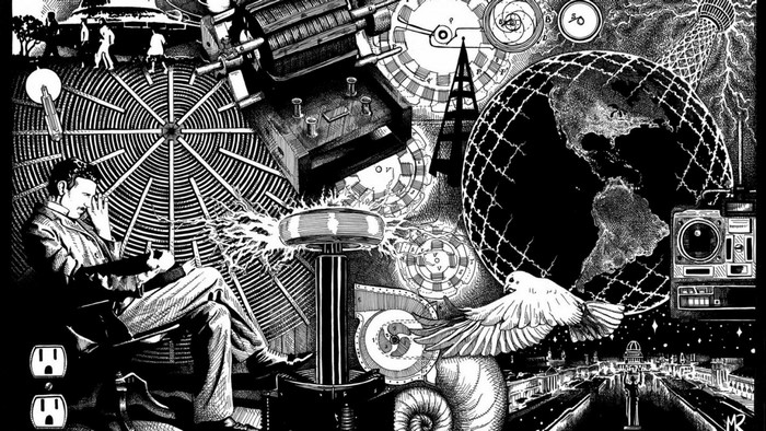 Nikola Tesla and scientific illustrations