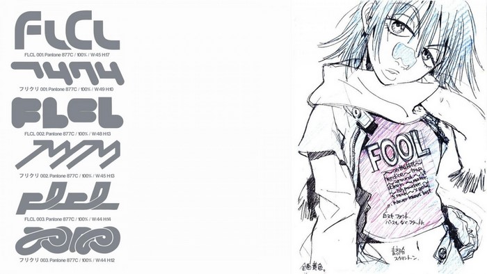 FLCL logos and character sketch