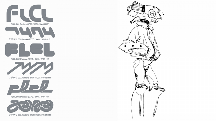 FLCL logos and character sketch