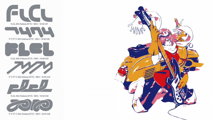 FLCL logos and Haruhara Haruko illustration