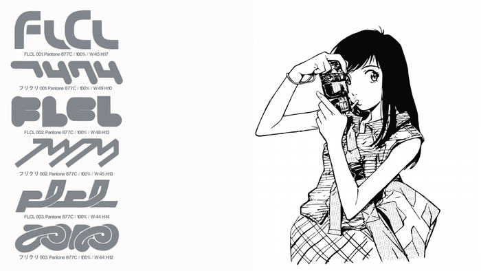 FLCL logos and Haruhara Haruko illustration