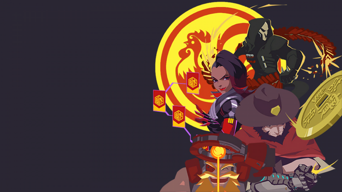 Overwatch characters with Chinese New Year theme