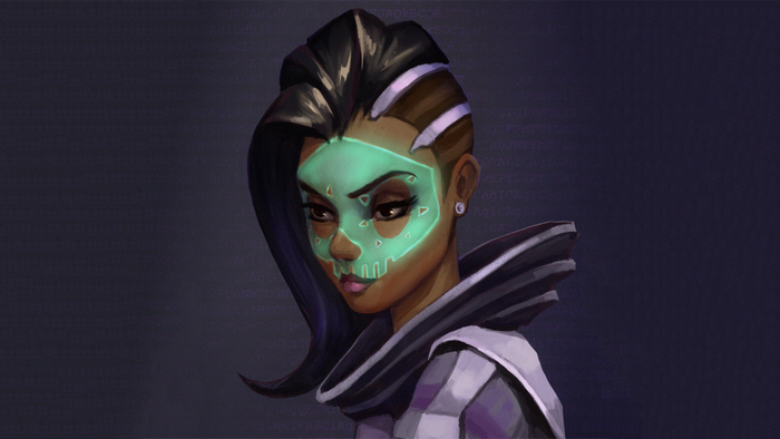 Sombra from Overwatch with skull mask