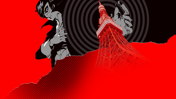 Joker from Persona 5 with Tokyo Tower